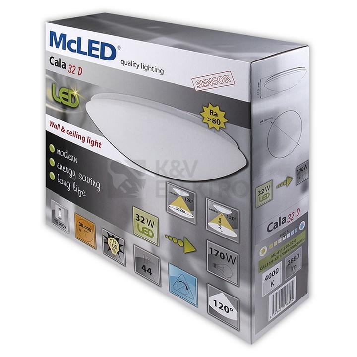 Obrázek produktu LED svítidlo McLED Cala 32D 32W IP44 4000K neutrální bílá, s pohybovým čidlem ML-411.220.32.0 1