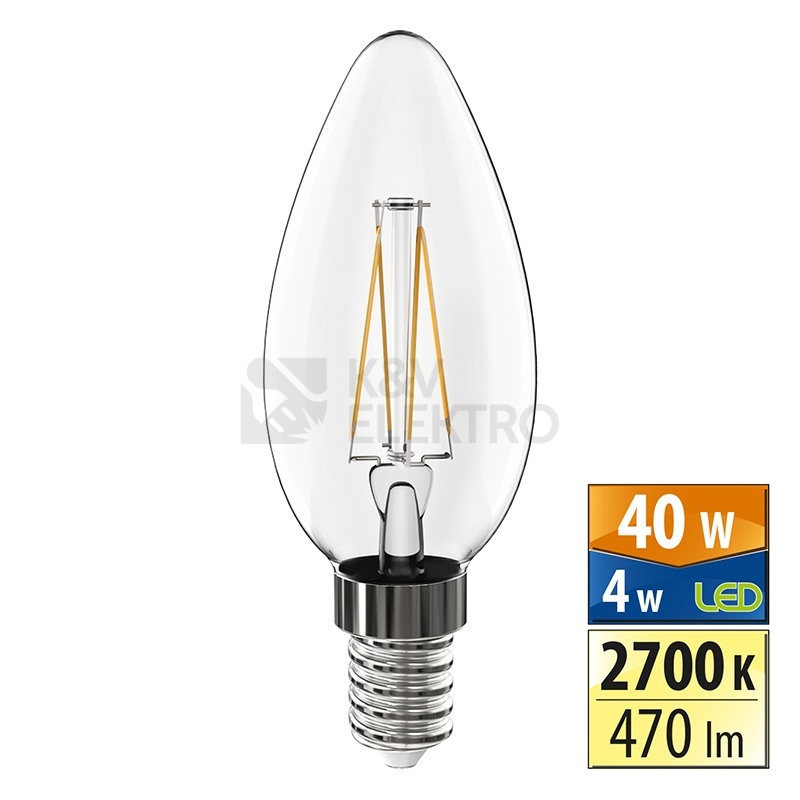 Obrázek produktu LED žárovka E14 McLED 4W (40W) teplá bílá (2700K) svíčka ML-323.013.94.0 0