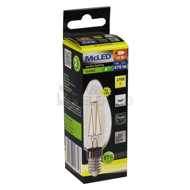 Obrázek produktu LED žárovka E14 McLED 4W (40W) teplá bílá (2700K) svíčka ML-323.013.94.0 3