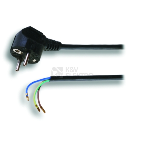 Flexošňůra 3m 863077-1-1/3 3x0,75 H05VV-F černá úhlová