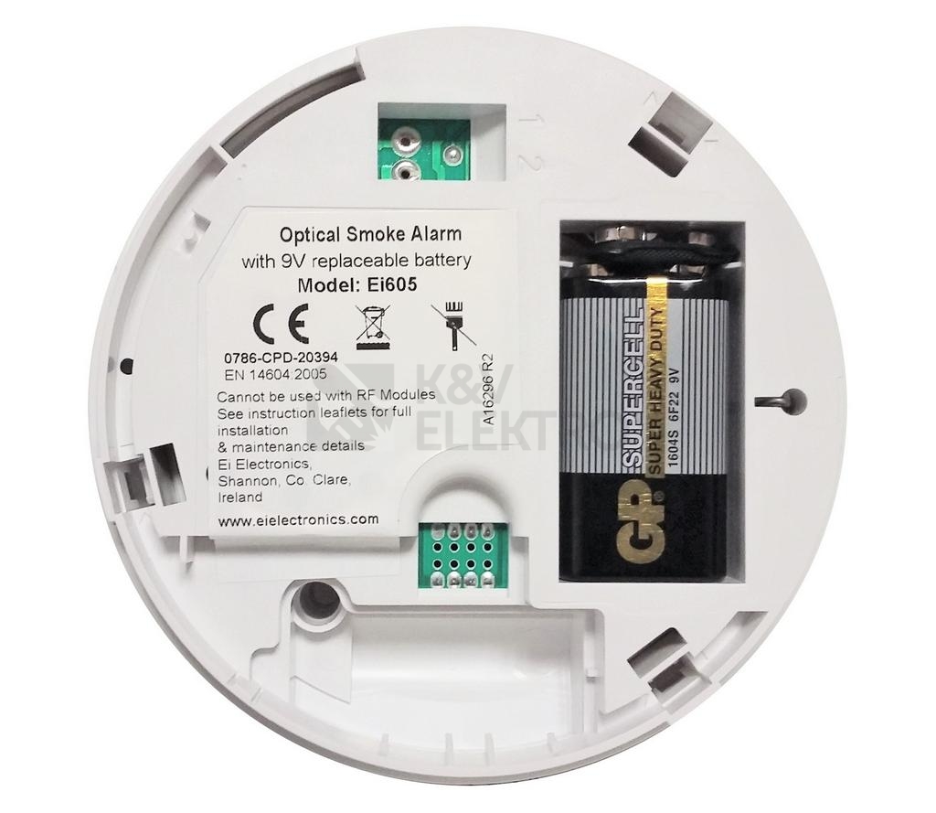 Obrázek produktu Detektor kouře / Požární hlásič Ei605, 9V vyměnitelná baterie 3