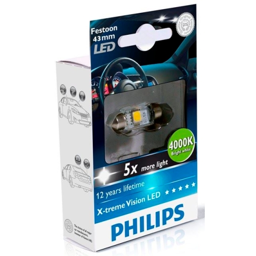 Levně LED Autožárovka Philips X-tremeVision 129454000KX1 C5W SV8,5 12V 1W sufit 10,5x43