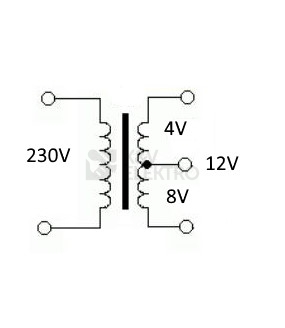 Obrázek produktu Zvonkový transformátor Bittorf 1A8016 230V/4-8-12VAC/1A 1
