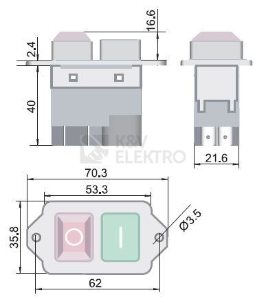 Obrázek produktu Bezpečnostní ovládací tlačítko I-O 230VAC/12A IP54 SSTM-04 1