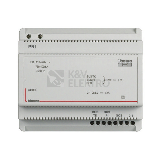 Obrázek produktu Napájecí zdroj k videotelefonům Bticino 346050 230VAC/27VDC 1200mA 0