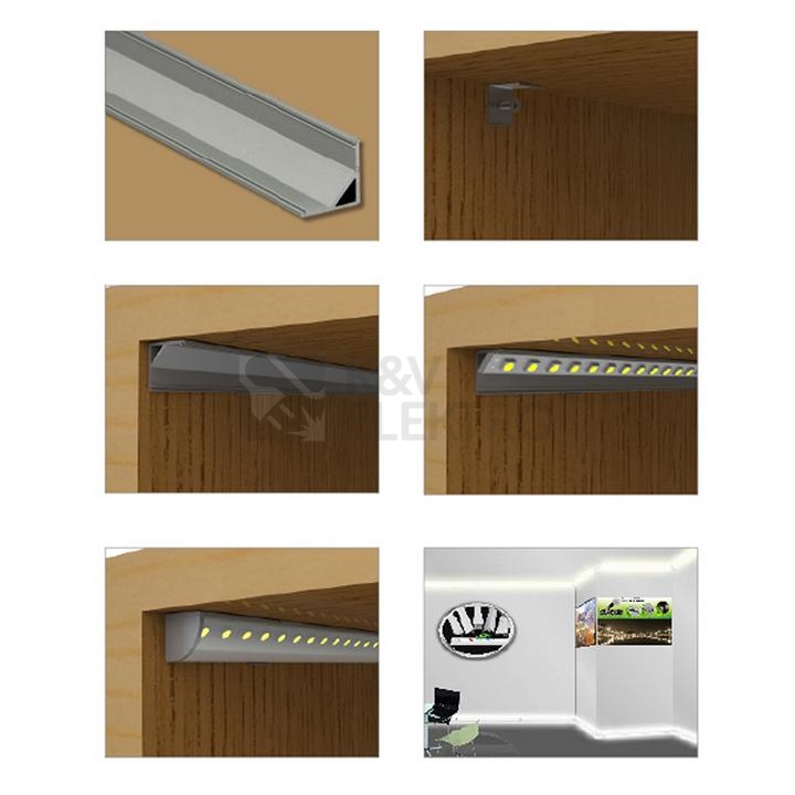 Obrázek produktu  Rohový hliníkový profil McLED RS 16x16mm s mléčným difuzorem 2m ML-761.041.02.2 1