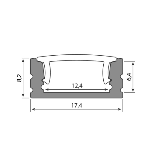 Přisazený hliníkový profil PH 17x8mm mléčný difuzor komplet 2m McLED ML-761.021.02.2