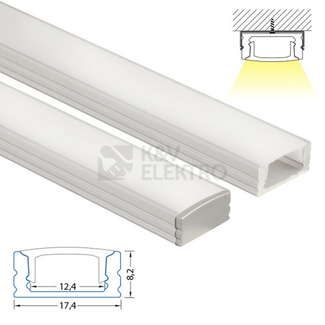 Obrázek produktu Přisazený hliníkový profil PH 17x8mm mléčný difuzor komplet 2m McLED ML-761.021.02.2 3