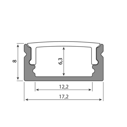 Přisazený hliníkový profil McLED PQ 17x8mm s mléčným difuzorem 2m ML-761.001.43.2
