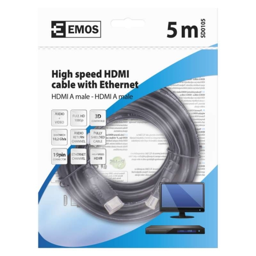 HDMI kabel 1.4 EMOS SD0105 A-A vidlice, délka 5m