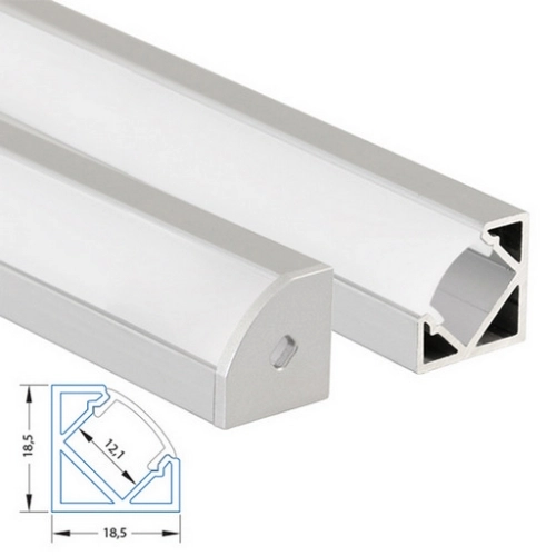 Rohový hliníkový profil McLED RT 19x19mm s mléčným difuzorem 1m ML-761.054.02.1 (obrázek 3)