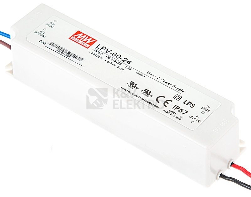Obrázek produktu Napájecí zdroj MEAN WELL pro LED 24VDC 60W LPV-60-24 0