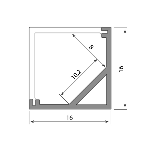 Rohový hliníkový profil RD 16x16mm mléčný difuzor komplet 2m McLED ML-761.047.02.2