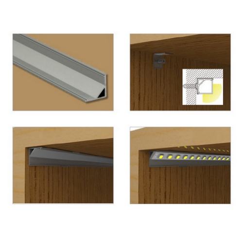 Rohový hliníkový profil RD 16x16mm mléčný difuzor komplet 2m McLED ML-761.047.02.2