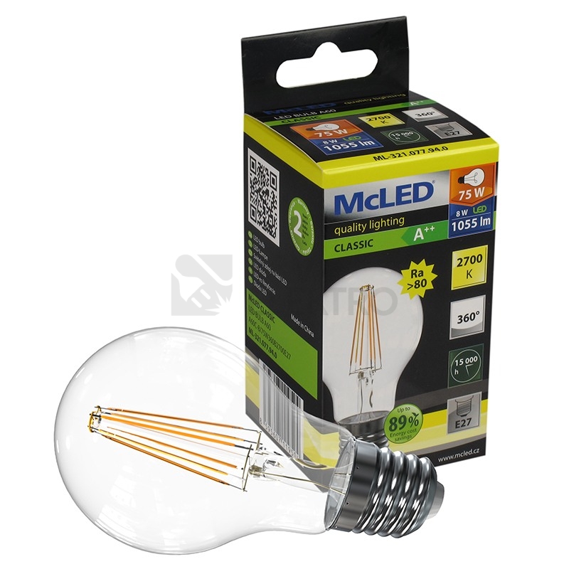 Obrázek produktu LED žárovka E27 McLED 8W (75W) teplá bílá (2700K) ML-321.077.94.0 4