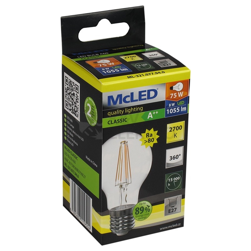 Obrázek produktu LED žárovka E27 McLED 8W (75W) teplá bílá (2700K) ML-321.077.94.0 5