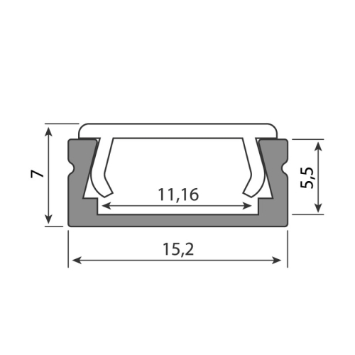 Přisazený hliníkový profil McLED PG 15x7mm s mléčným difuzorem 1m ML-761.001.02.1