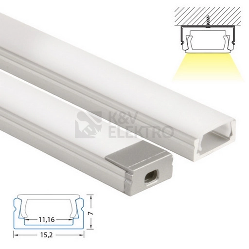 Obrázek produktu Přisazený hliníkový profil McLED PG 15x7mm s mléčným difuzorem 1m ML-761.001.02.1 4