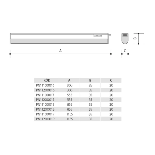 Svítidlo LINETA LED kuchyňské 11W studená bílá Panlux PN11200018 (obrázek 4)