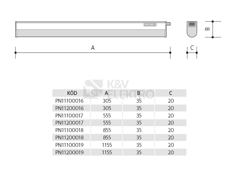 Obrázek produktu Svítidlo LINETA LED kuchyňské 14W studená bílá Panlux PN11200019 3