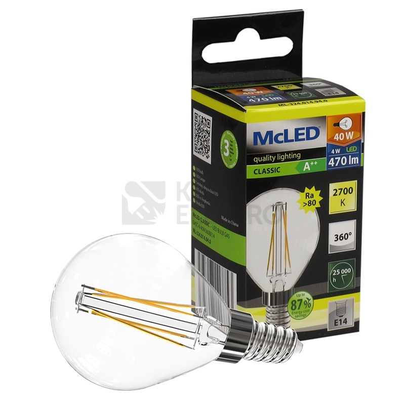 Obrázek produktu LED žárovka E14 McLED 4W (40W) teplá bílá (2700K) ML-324.014.94.0 2