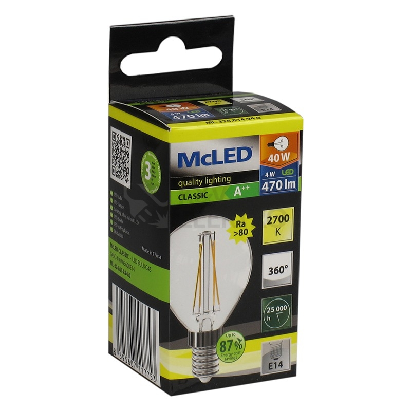 Obrázek produktu LED žárovka E14 McLED 4W (40W) teplá bílá (2700K) ML-324.014.94.0 3