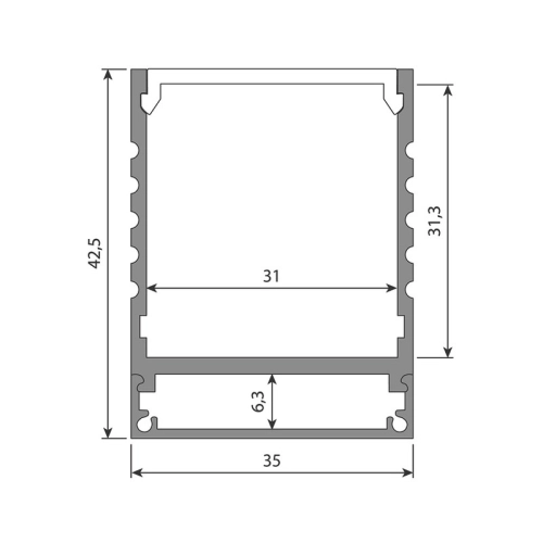 Přisazený hliníkový profil McLED PC 35x43mm s mléčným difuzorem 2m ML-761.001.07.2 (obrázek 2)