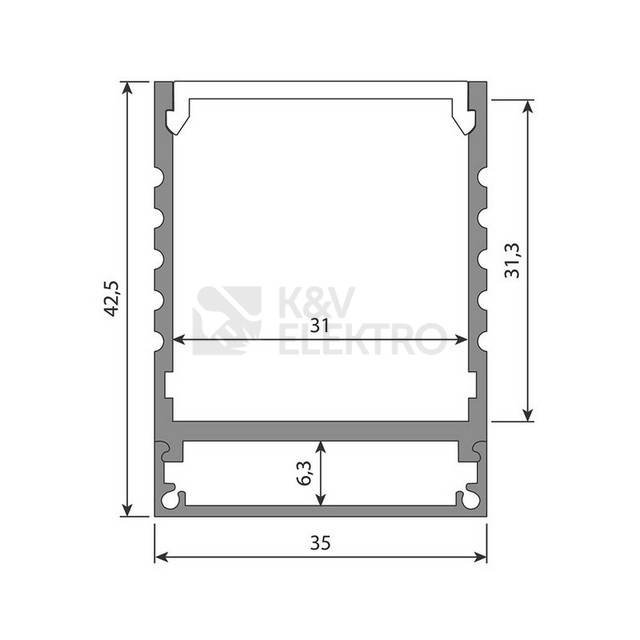 Obrázek produktu Přisazený hliníkový profil McLED PC 35x43mm s mléčným difuzorem 2m ML-761.001.07.2 1