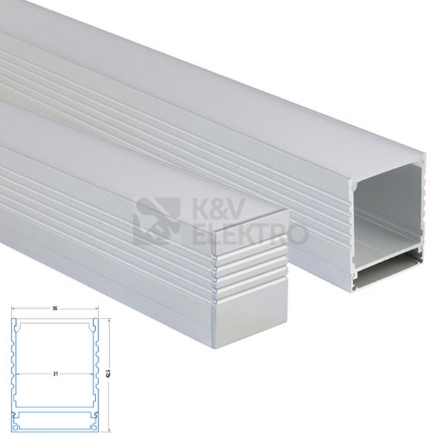 Obrázek produktu Přisazený hliníkový profil McLED PC 35x43mm s mléčným difuzorem 2m ML-761.001.07.2 6