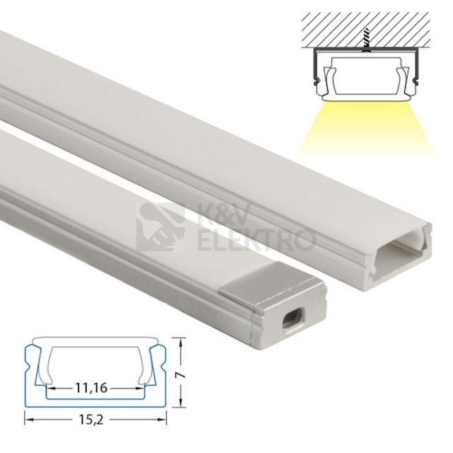 Obrázek produktu Přisazený hliníkový profil PG 15x7mm matný difuzor komplet 1m McLED ML-761.002.02.1 3