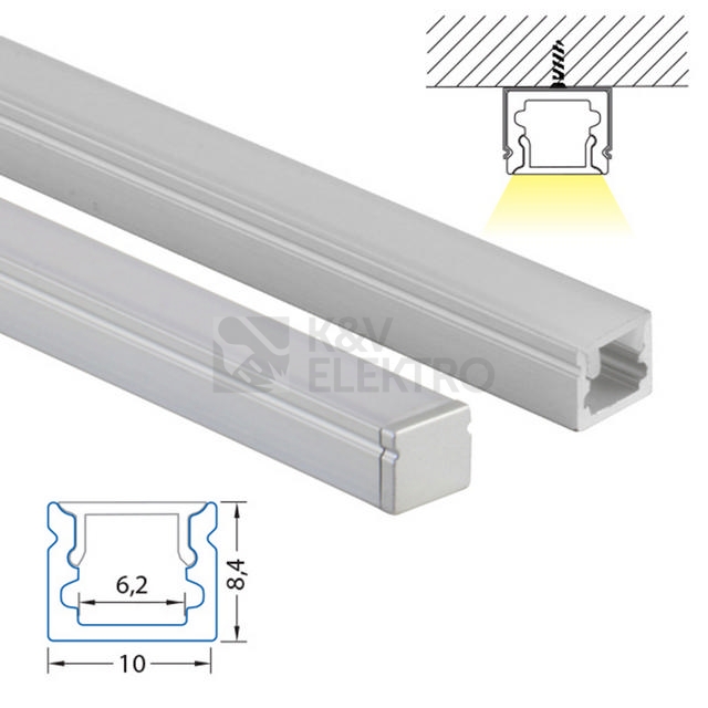 Obrázek produktu Přisazený hliníkový profil McLED PT 10x8mm s matným difuzorem 2m ML-761.002.07.2 3
