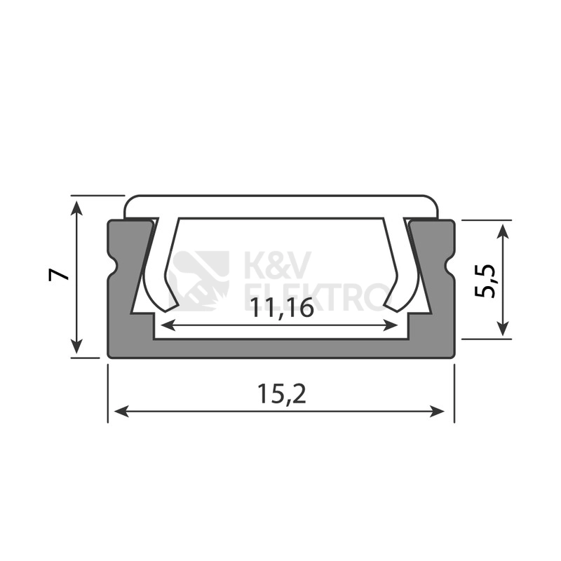 Obrázek produktu Přisazený hliníkový profil McLED PG 15x7mm s čirým difuzorem 1m ML-761.003.02.1 1