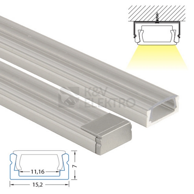 Obrázek produktu Přisazený hliníkový profil McLED PG 15x7mm s čirým difuzorem 1m ML-761.003.02.1 3