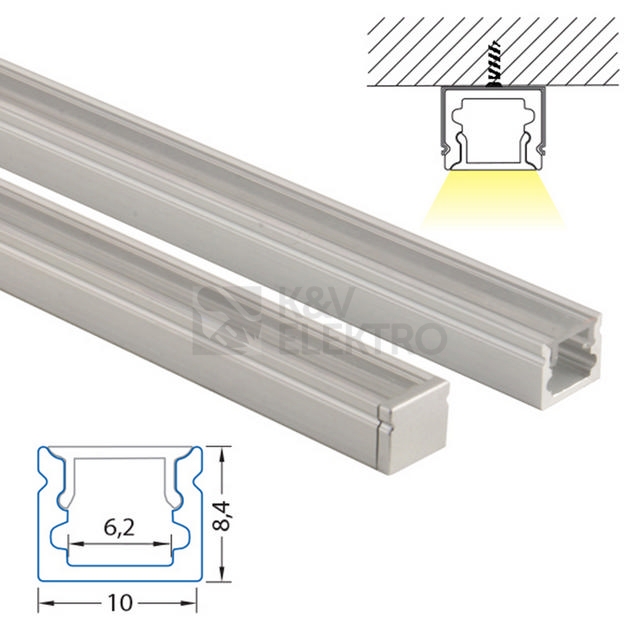 Obrázek produktu Přisazený hliníkový profil McLED PT 10x8mm s čirým difuzorem 2m ML-761.003.07.2 3