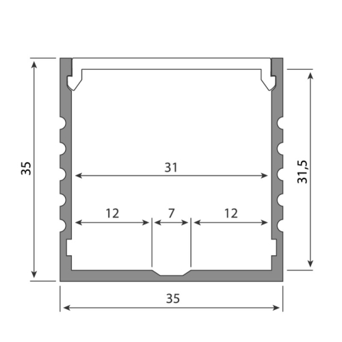 Přisazený hliníkový profil McLED PO 35x35mm s mléčným difuzorem 1m ML-761.004.02.1