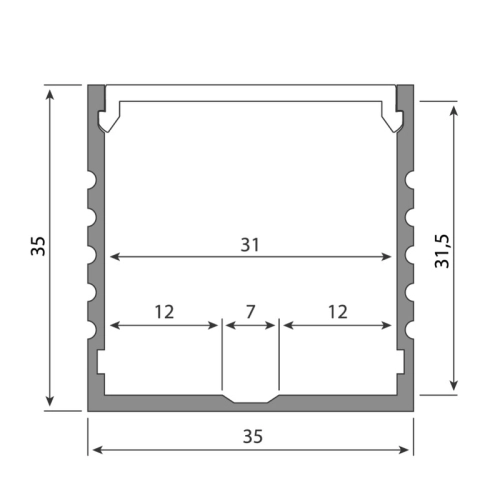 Přisazený hliníkový profil McLED PO 35x35mm s mléčným difuzorem 1m ML-761.004.02.1 (obrázek 5)
