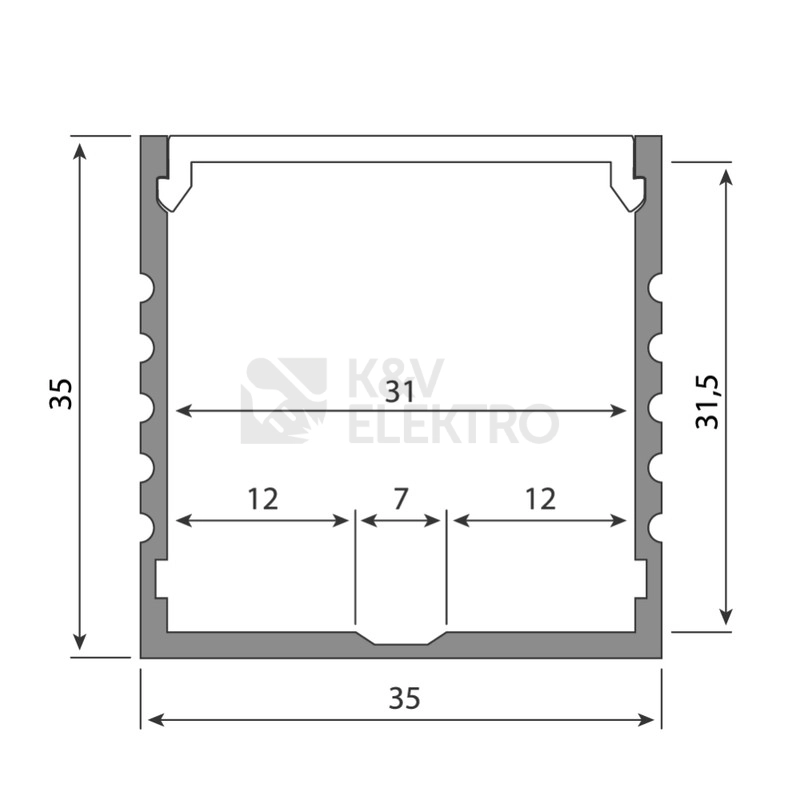 Obrázek produktu Přisazený hliníkový profil McLED PO 35x35mm s mléčným difuzorem 1m ML-761.004.02.1 2