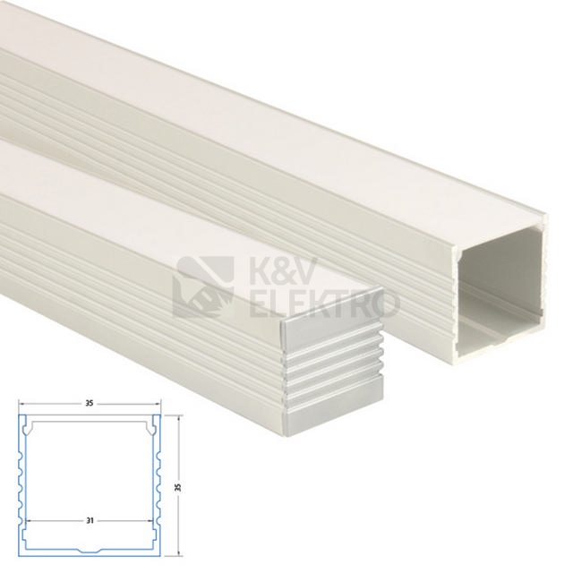 Obrázek produktu Přisazený hliníkový profil McLED PO 35x35mm s mléčným difuzorem 1m ML-761.004.02.1 4