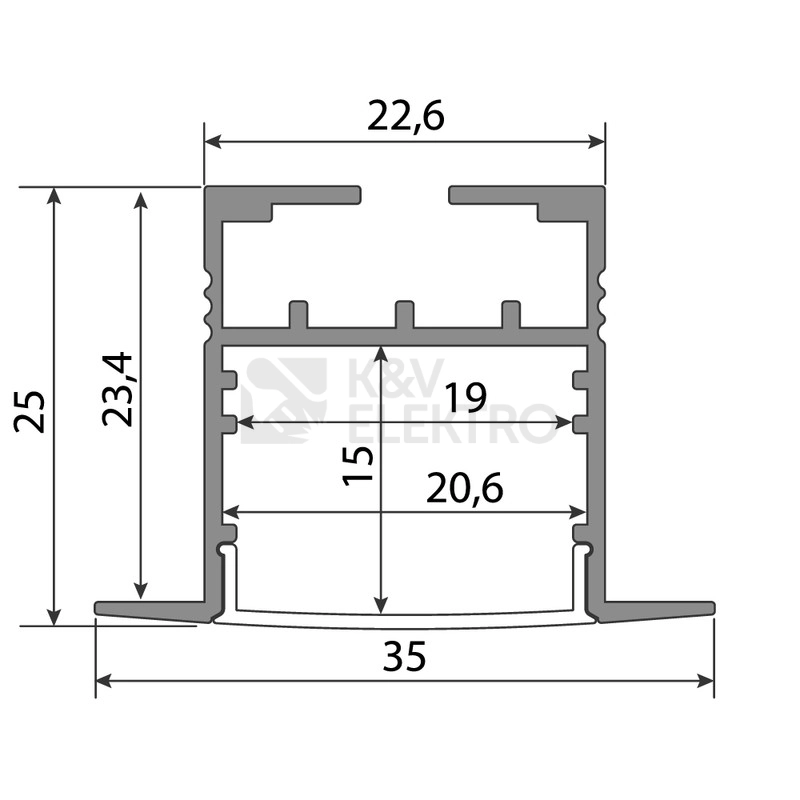 Obrázek produktu Vestavný hliníkový profil McLED AD 35x25mm s mléčným difuzorem 2m ML-761.005.07.2 1
