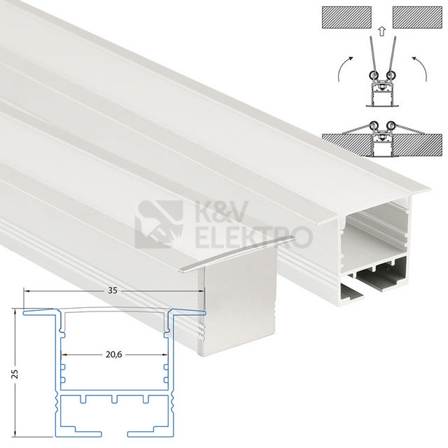 Obrázek produktu Vestavný hliníkový profil McLED AD 35x25mm s mléčným difuzorem 2m ML-761.005.07.2 5