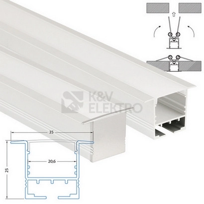 Obrázek produktu Vestavný hliníkový profil McLED AD 35x25mm s mléčným difuzorem 2m ML-761.005.07.2 5