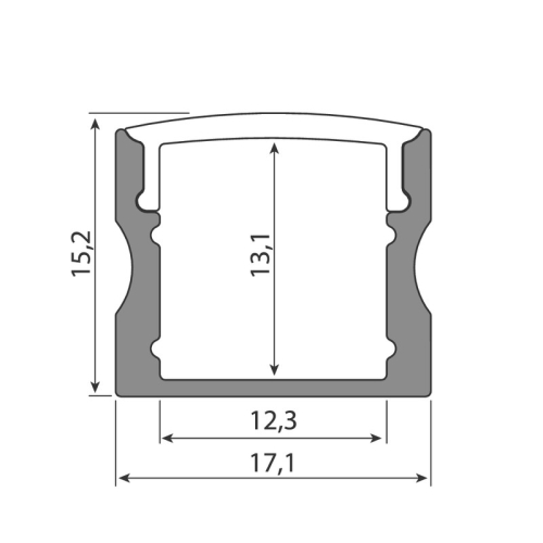Přisazený hliníkový profil McLED PS 17x15mm s mléčným difuzorem 1m ML-761.005.43.1