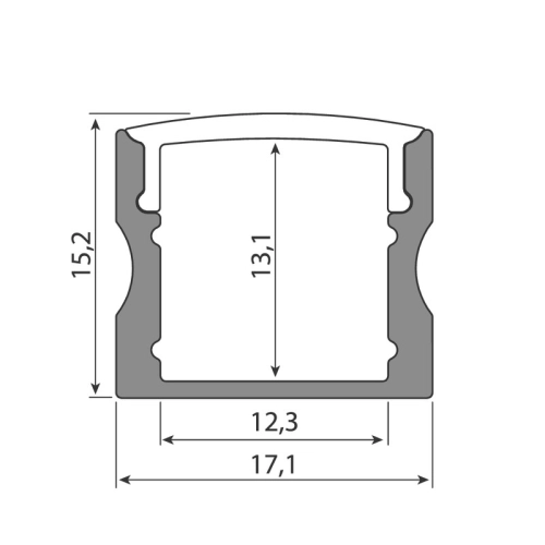 Přisazený hliníkový profil McLED PS 17x15mm s mléčným difuzorem 1m ML-761.005.43.1 (obrázek 2)
