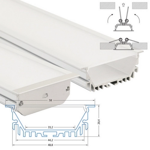 Vestavný hliníkový profil McLED AH 58x20mm s mléčným difuzorem 2m ML-761.006.07.2 (obrázek 4)