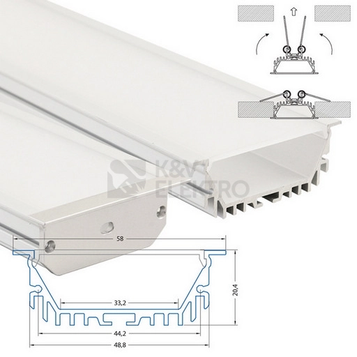 Obrázek produktu Vestavný hliníkový profil McLED AH 58x20mm s mléčným difuzorem 2m ML-761.006.07.2 4