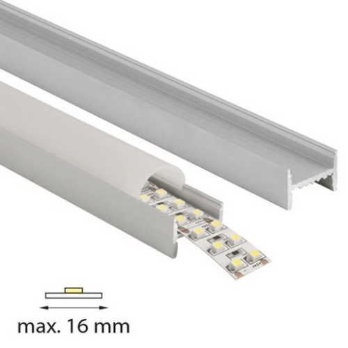Přisazený hliníkový profil McLED PD se skrytými sponami s matným difuzorem 2m ML-761.007.02.2