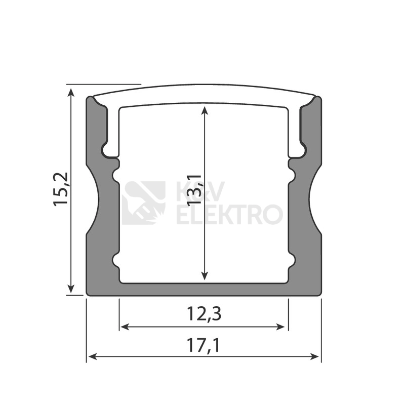 Obrázek produktu Přisazený hliníkový profil McLED PS 17x15mm s čirým difuzorem 2m ML-761.007.43.2 1