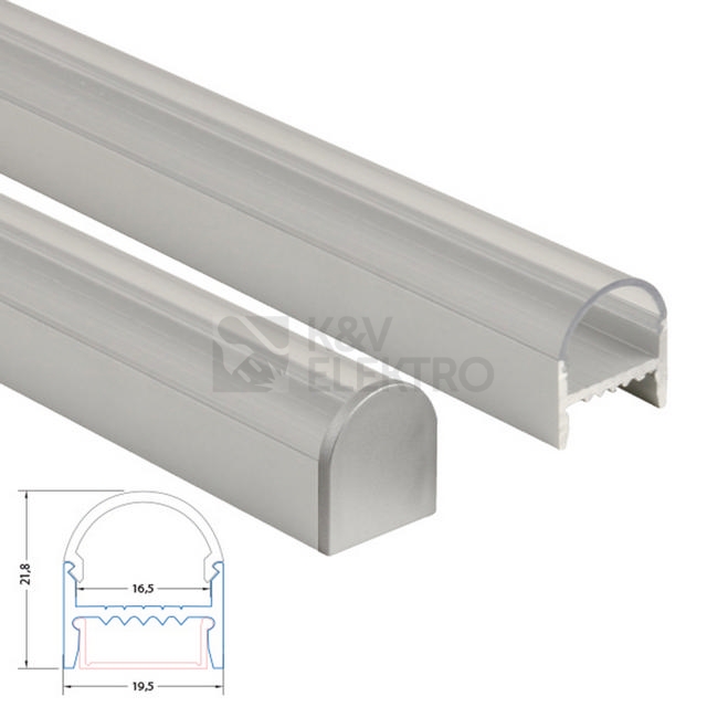 Obrázek produktu Přisazený hliníkový profil McLED PD se skrytými sponami s čirým difuzorem 2m ML-761.008.02.2 4