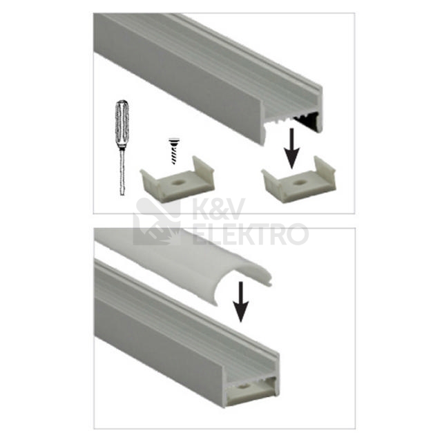 Obrázek produktu Přisazený hliníkový profil McLED PB se skrytými sponami s mléčným difuzorem 2m ML-761.009.02.2 2