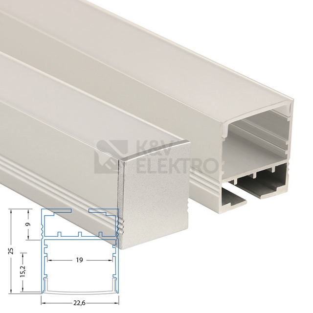 Obrázek produktu Závěsný hliníkový profil McLED ZN 23x25mm s matným difuzorem 2m ML-761.009.07.2 3
